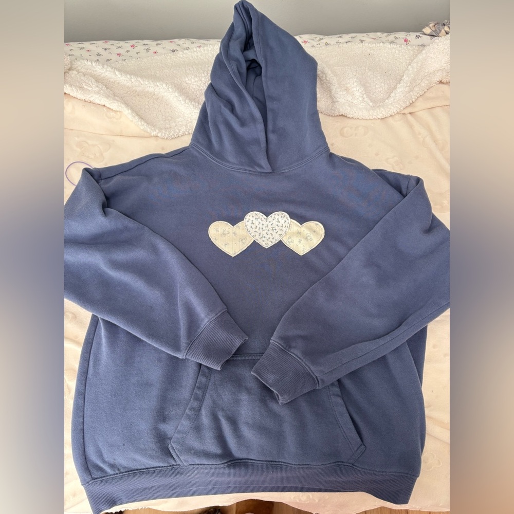 Blue Sweatpants with Heart Patches